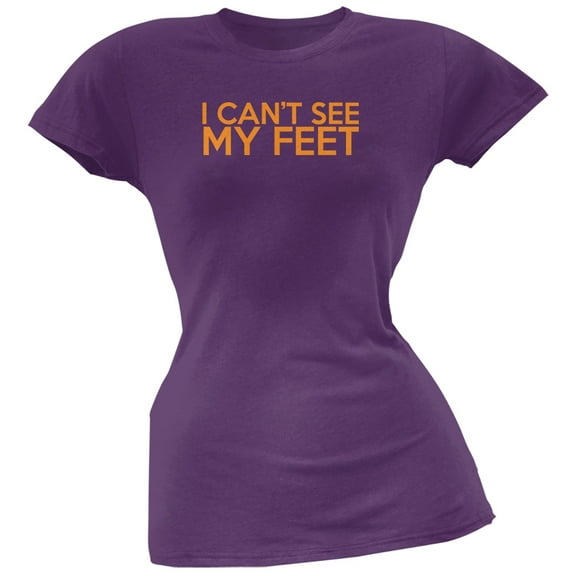 I Can't See My Feet Purple Juniors Soft T-Shirt - Small