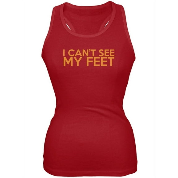 I Can't See My Feet Red Juniors Soft Tank Top - Large