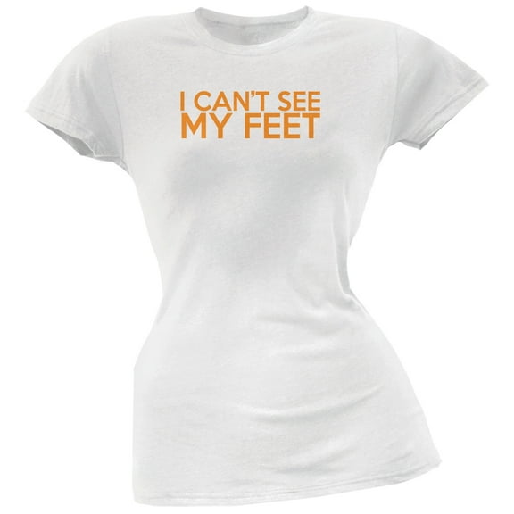 I Can't See My Feet White Juniors Soft T-Shirt - 2X-Large