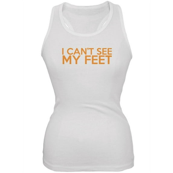 I Can't See My Feet White Juniors Soft Tank Top - Large