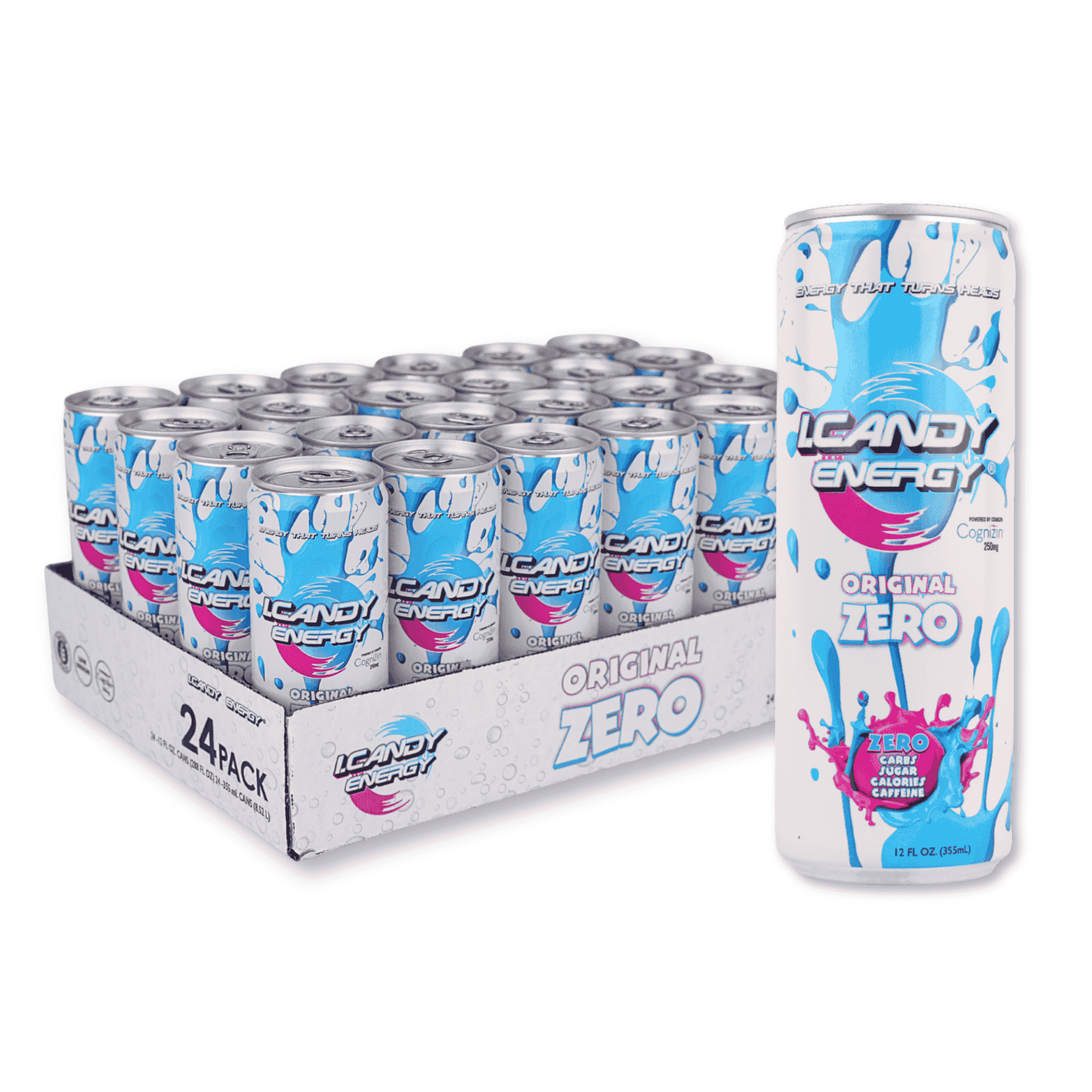 I.Candy Energy Drink – Original Zero, Sugar-Free, Calorie-Free, Carb-Free Energy Beverage, 12 fl oz, 24 Pack