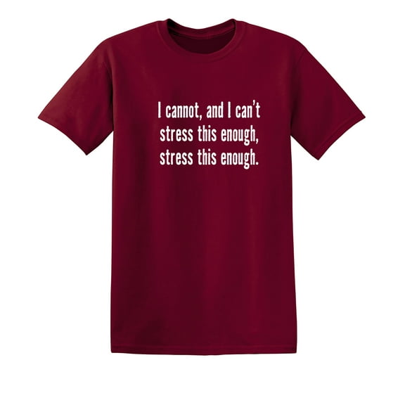 I Cannot And I Can't Stress This Sarcastic Humor Graphic Novelty Funny T Shirt