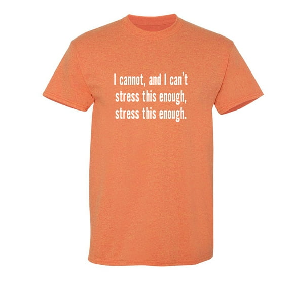 I Cannot And I Can't Stress This Sarcastic Humor Graphic Novelty Funny T Shirt