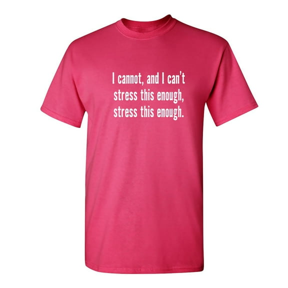 I Cannot And I Can't Stress This Sarcastic Humor Graphic Novelty Funny Youth T Shirt