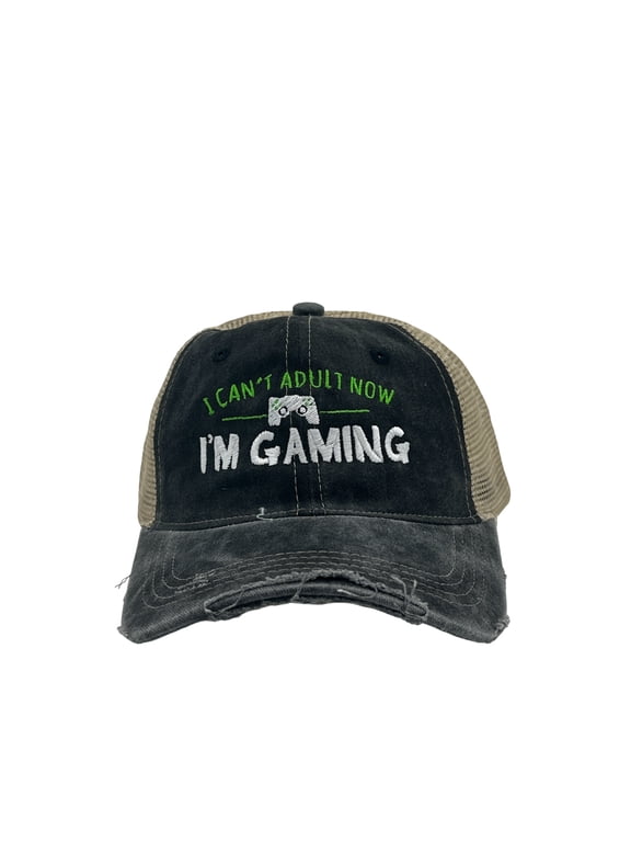I Cant Adult Now Im Gaming Hat Funny Video Games Trucker Cap