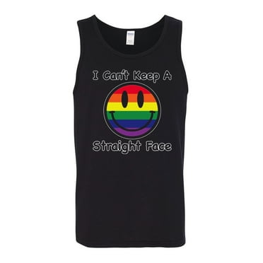 I Cant Keep A Straight Face LGBT Pride RainbowsMens Tank Top, Black, Small