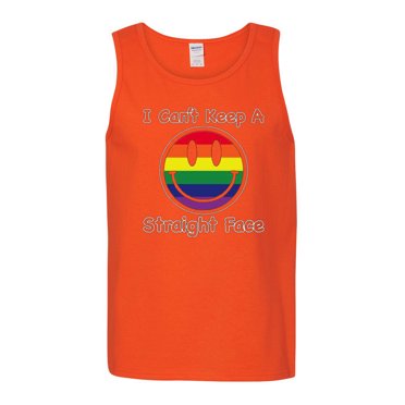 I Cant Keep A Straight Face LGBT Pride RainbowsMens Tank Top, Orange, Small