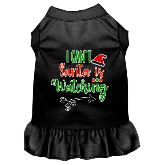 Christmas Pet Dog Cat Dress Screen Printed, "I Can't, Santa Is Watching"