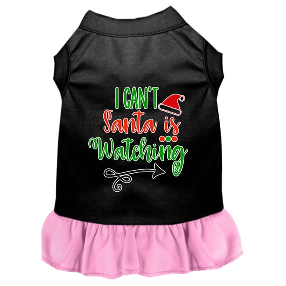 Christmas Pet Dog Cat Dress Screen Printed, "I Can't, Santa Is Watching"