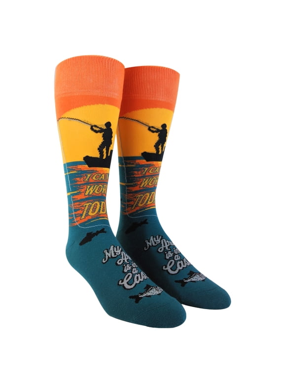 I Cant Work Today My Arm Is In A Cast Socks Funny Fishing Novelty Funky Saying (Multi) - Mens (9-11)