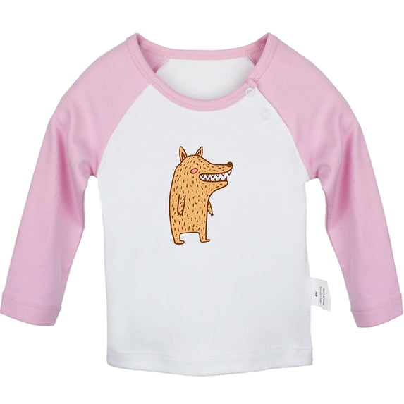 I am a Carnivore Funny T shirt For Baby, Newborn Babies Animal Wolf T-shirts, Infant Tops, 0-24M Kids Graphic Tees Clothing (Long Pink Raglan T-shirt, 0-6 Months)