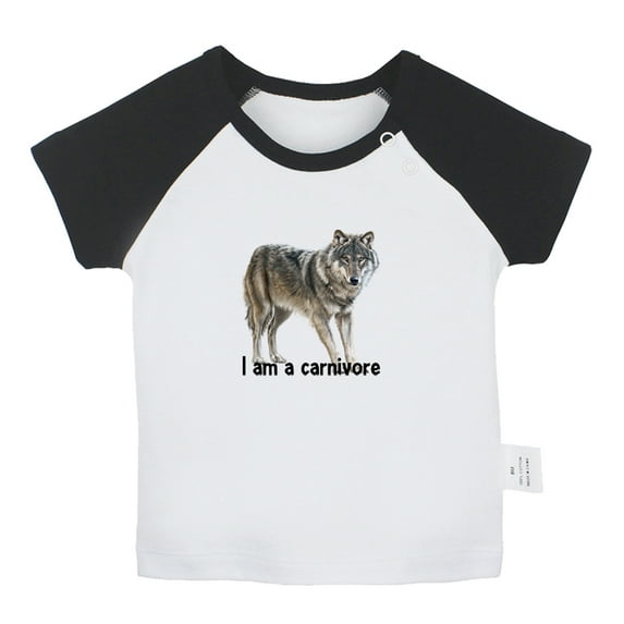 I am a Carnivore Funny T shirt For Baby, Newborn Babies Animal Wolf T-shirts, Infant Tops, 0-24M Kids Graphic Tees Clothing (Short Black Raglan T-shirt, 12-18 Months)