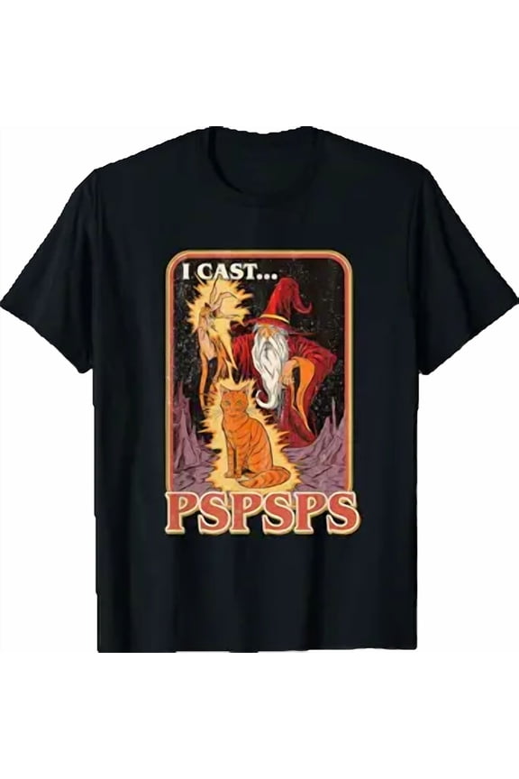 I Cast Pspsps Cat Wizard Funny Cat Mom Cat Dad Cat Lover T-Shirt