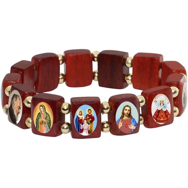 I Catholic Religious Bracelets with Assorted Color Images of Saints