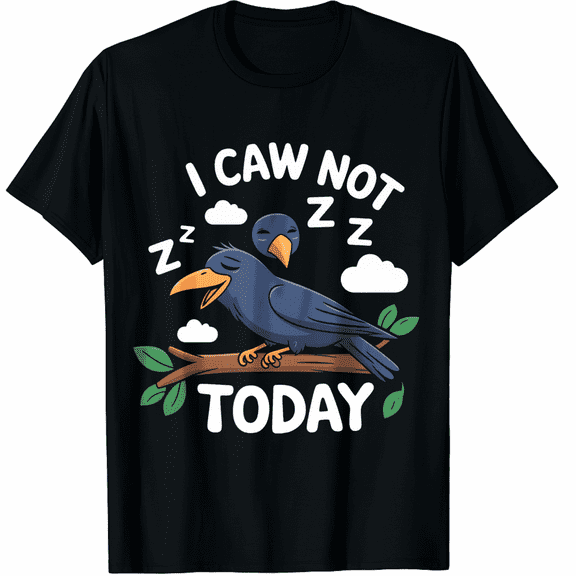 I Caw Not Today Black Short Sleeve T-Shirt for Men and Women