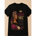 thumbnail image 1 of I Celebrate Me African American Woman Floral Crown Graphic Empowerment Quote Black Women Gift Cotton Men's Women's Tee Shirt, 1 of 6