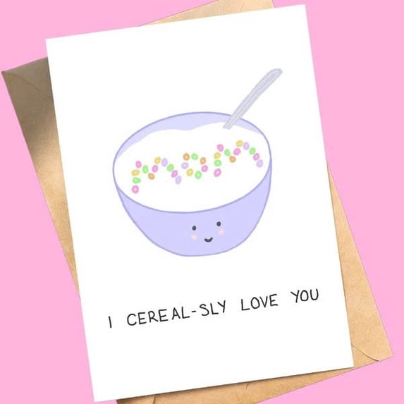 I Cereal-sly Love You Card – Cute Bowl of Cereal Design – Blank Inside for Personal Messages – Perfect for Valentine's Day, Anniversaries, or Any Loving Occasion