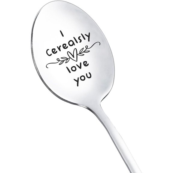 I Cerealsly Love You Gift Spoons for Husband Wife Christmas Birthday Gifts for Boyfriend Girlfriend Anniversary Valentine's Day Gift for BF GF Cereal Spoon for Cereal Lover Gifts