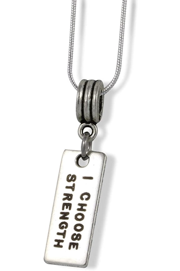 I Choose Strength Charm Snake Chain Necklace