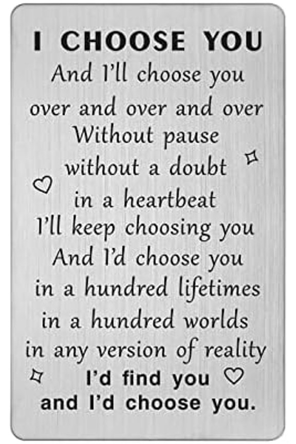 I Choose You Wallet Card, Valentines Day Cards for Him, Wedding Gifts for Groom from Bride, Fiance Gifts for Him, To My Husband On Our Wedding Day, I Love You Card for Men, Engagement