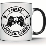 I Have Control Issues Mug - Funny Gaming Mug | Broken Game Controller | Gamer Gift | Video Game Lover | Gift Idea for Gamers - 11 Ounce Black Rim Handle Novelty Coffee Cup - WMUG1278-BLK