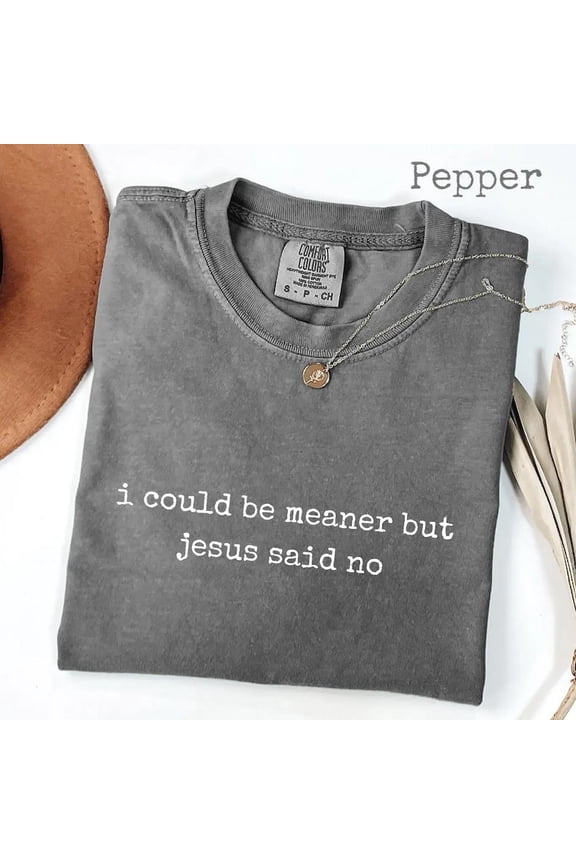 I Could Be Meaner But Jesus Said No Faith Quote T-shirt Bible Study Humor Graphic Tee Gift for Christians Everyday Wear