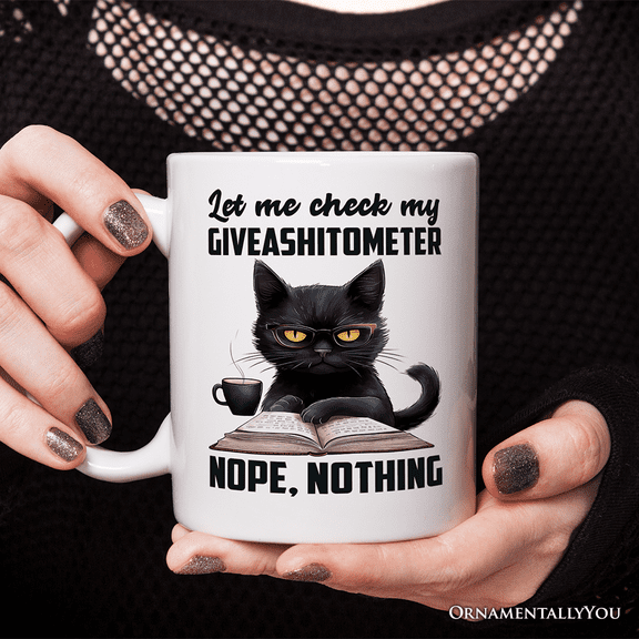 I Could Not Care Less Cat Mug, Sarcastic Black Cat Gift