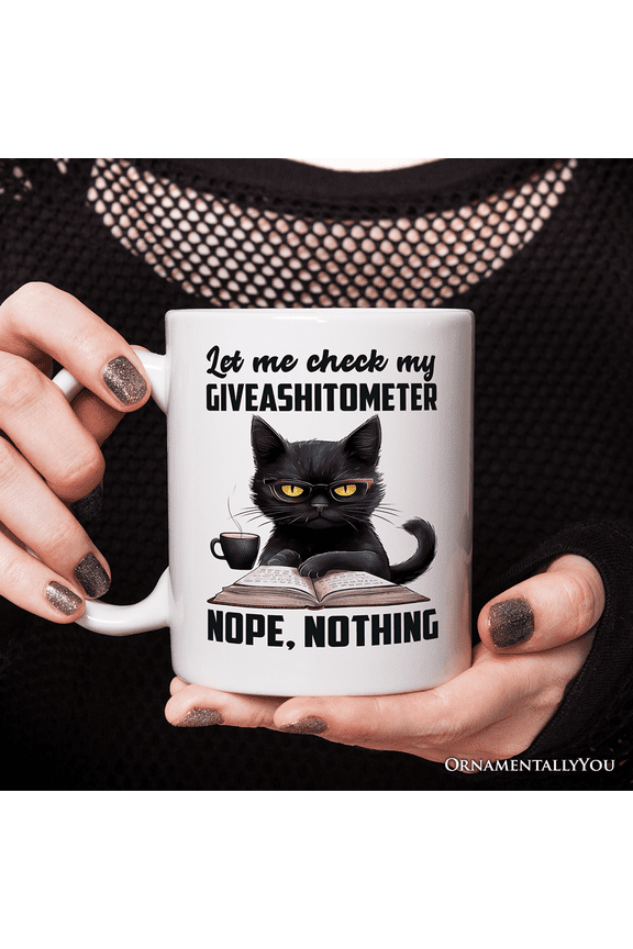 I Could Not Care Less Cat Mug, Sarcastic Black Cat Gift