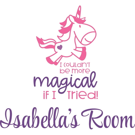 I Couldn't Be More Magical Unicorn Customized Wall Decal - Custom Vinyl Wall Art - Personalized Name - Baby Girls Boys Kids Bedroom Wall Decal Room Decor Wall Stickers Decoration Size (20x20 inch)