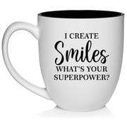I Create Smiles Whats Your Superpower Funny Dentist Orthodontist Dental Assistant Hygienist Ceramic Coffee Mug Tea Cup Gift 16oz White