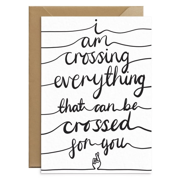 I Am Crossing Everything Card for Good Luck Handwritten Style Blank Inside, Includes Envelope Perfect for Friends, Family, or Supportive Messages