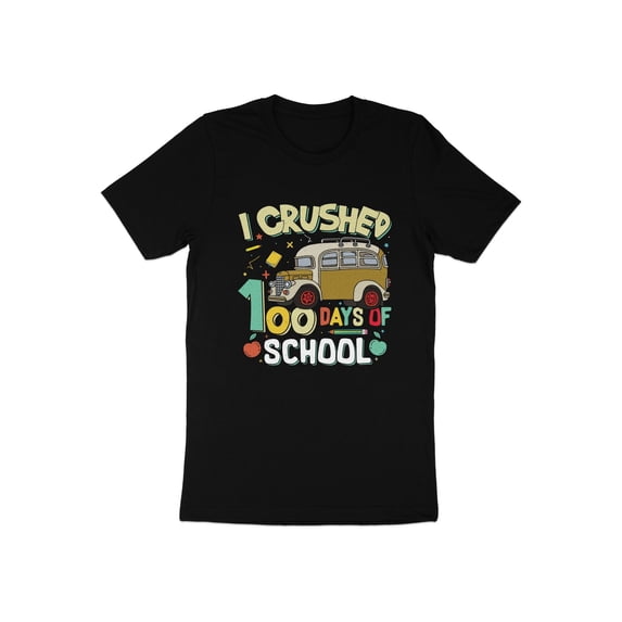 I Crushed 100 Days of School Bus Gift Idea Student Teacher T-Shirt Funny 100 Days of School Bus Fun Gift Presents Tshirt