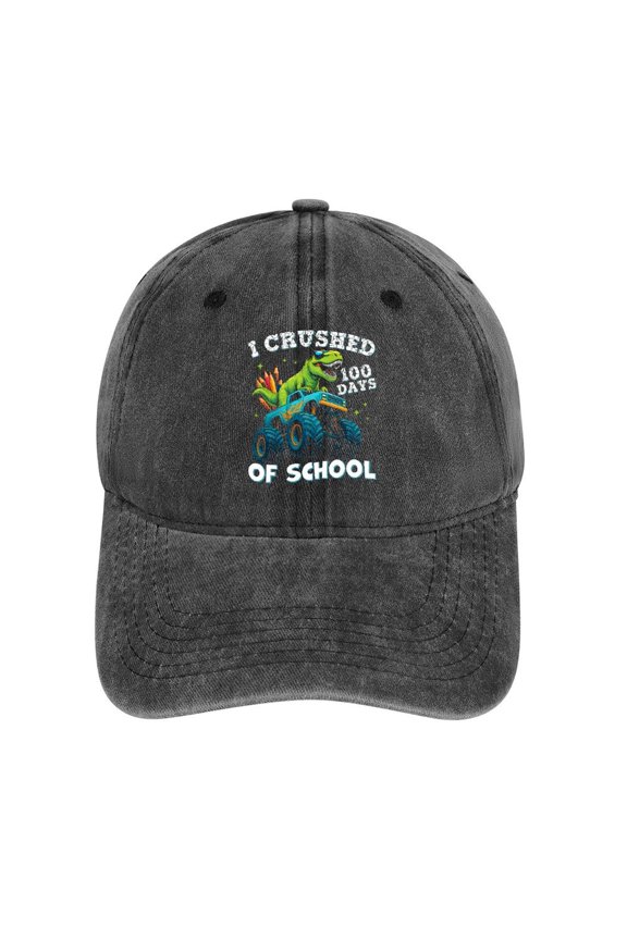 I Crushed 100 Days of School Charcoal Hat Adjustable Funny Fashion Unisex Baseball Cap for Men Women