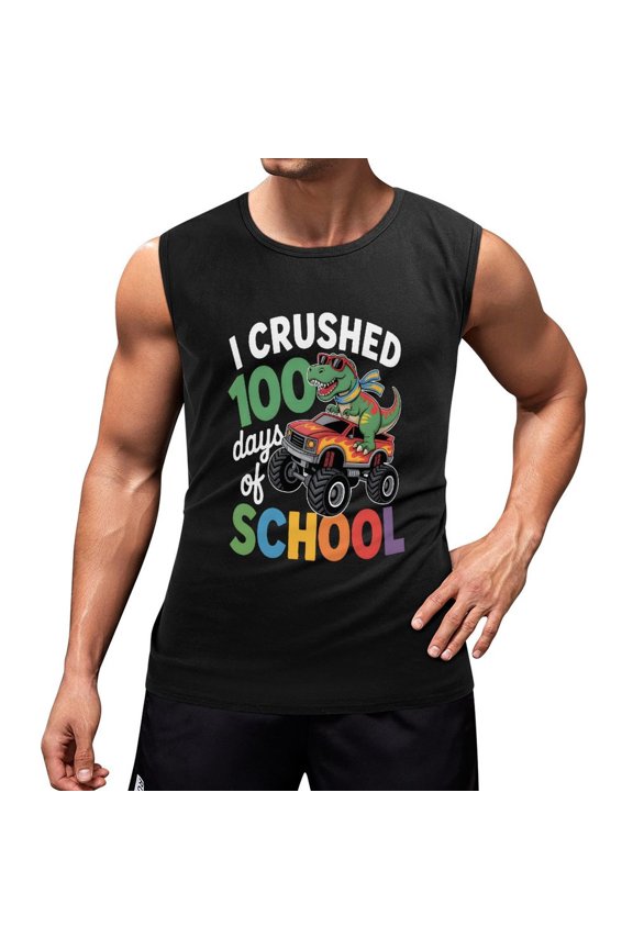 I Crushed 100 Days of School Men'S Muscle T-Shirt, Sleeveless, Muscle Tank Tee Top S