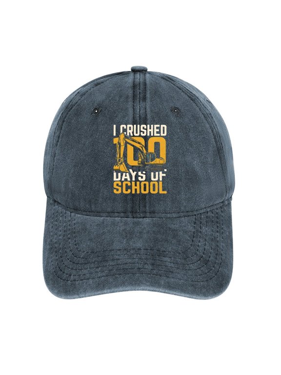 I Crushed 100 Days of School Navy Hat Adjustable Funny Fashion Unisex Baseball Cap for Men Women