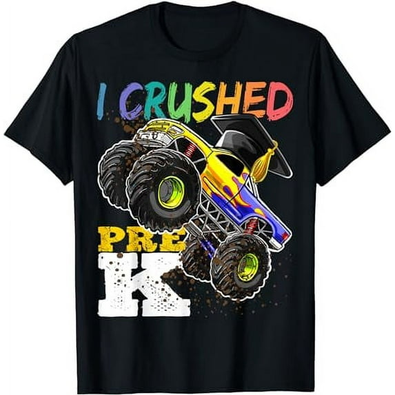 I Crushed Pre-K Monster Truck Graduation Cap Shirt Gift Boys T-Shirt
