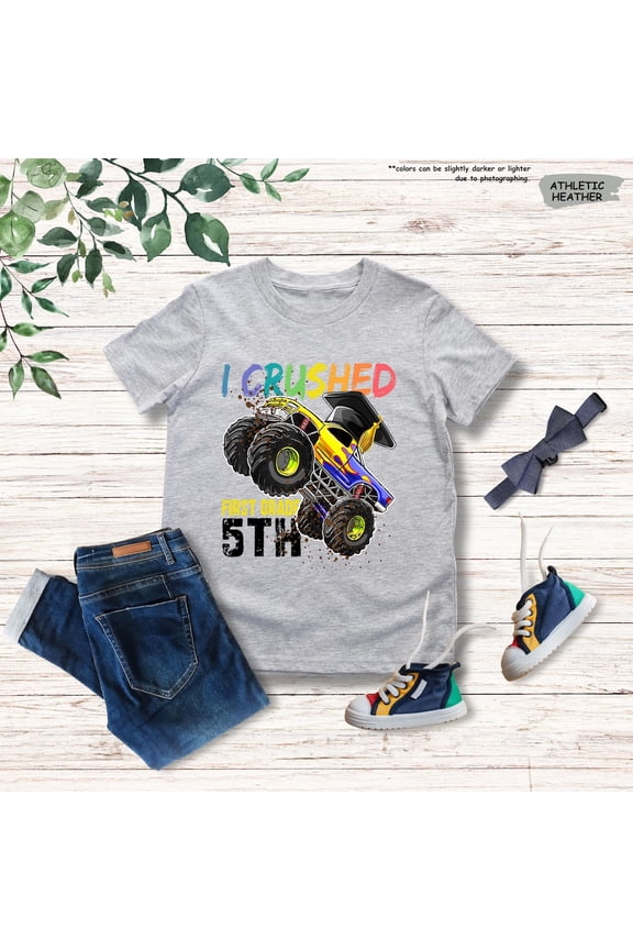 I Crushed Pre-K Shirt, Monster Truck Graduation Tee, Kindergarten & 5th Grade, Boys Graduation Shirt, End of School Year, 100 Days Tee All Size S-5Xl