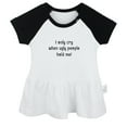 thumbnail image 1 of I only Cry When Ugly People Hold Me Funny Dresses For Baby, Newborn Babies Skirts, Infant Princess Dress, 0-24M Kids Graphic Clothes (Black Raglan Dresses, 0-6 Months), 1 of 4