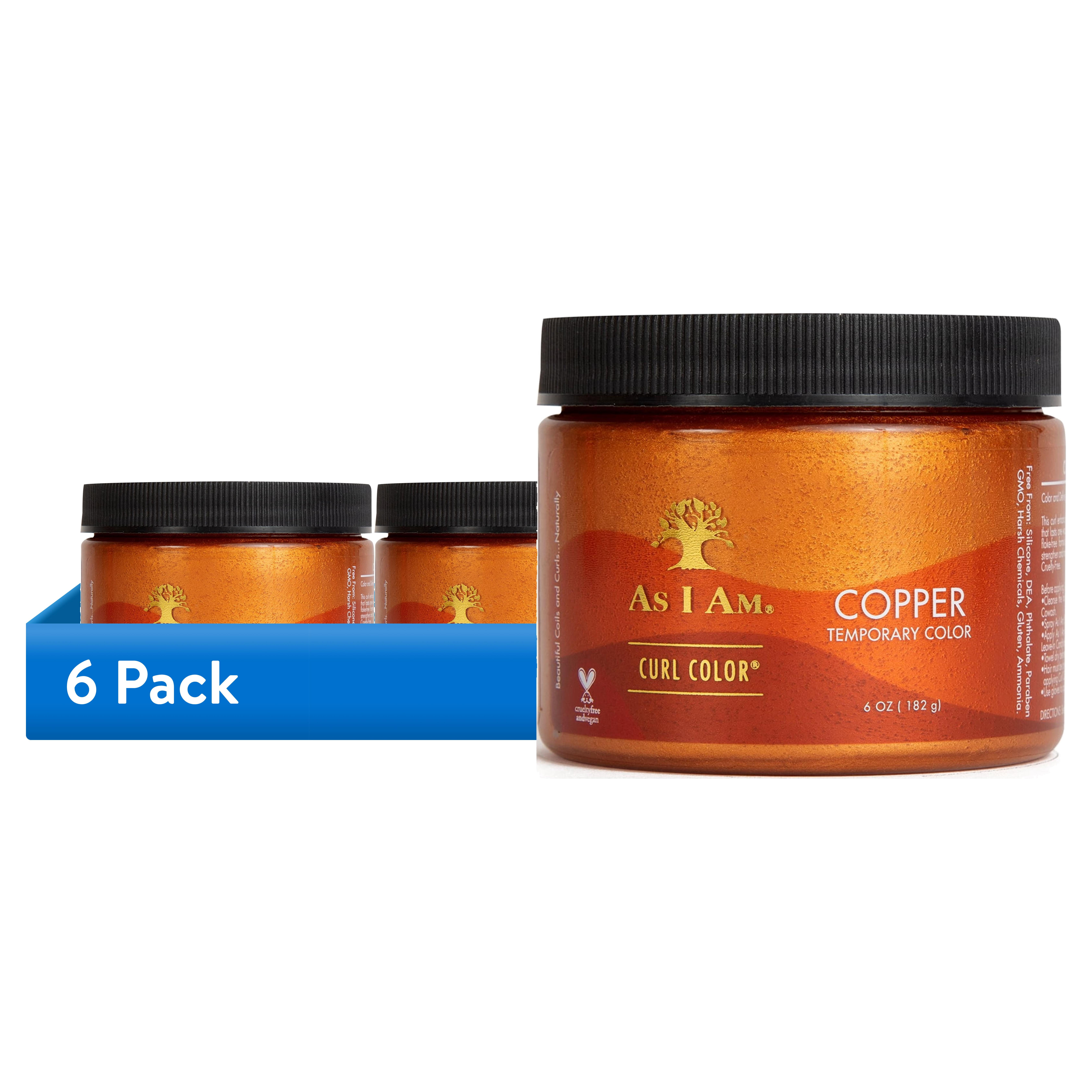 (6 pack) As I Am Curl Color™ Temporary Color Gel, Copper, Damage-Free, Curl Enhancing, Moisturizing, 6 oz, with Jamaican Black Castor Oil and Ceramides, Unisex