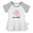 thumbnail image 1 of Am I Cute? Funny Dresses For Baby, Newborn Babies Animal Pig Pattern Skirts, Infant Princess Dress, 0-24M Kids Graphic Clothes (Gray Raglan Dresses, 12-18 Months), 1 of 4