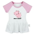 thumbnail image 1 of Am I Cute? Funny Dresses For Baby, Newborn Babies Animal Pig Pattern Skirts, Infant Princess Dress, 0-24M Kids Graphic Clothes (Pink Raglan Dresses, 12-18 Months), 1 of 4