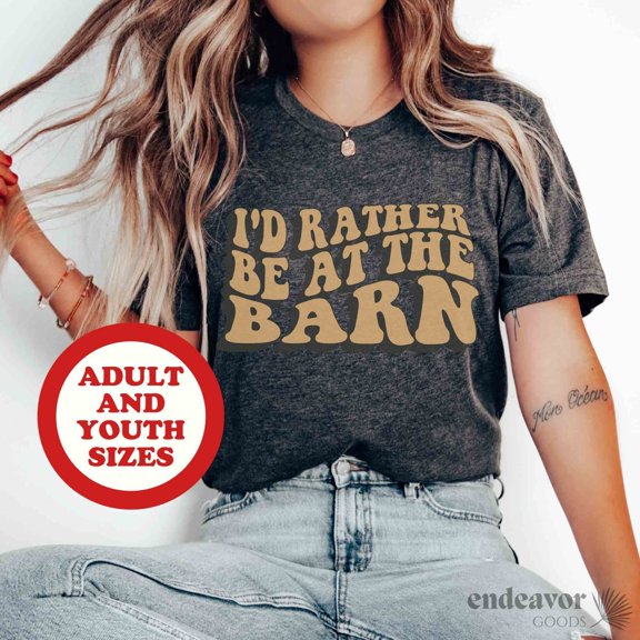 I'D Rather Be At The Barn Shirt Gift For Horse Owner, Farm Girl Shirt Women Horse Lover T Shirt, Horse Trainer, Retro Horse Shirt Equestrian