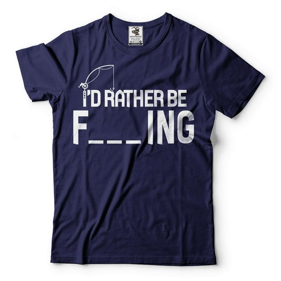 I'D Rather Be Fishing Shirt Funny Fishing Tee Gift For Men Fishing Gifts Fisherman Shirt (4X-Large Navy Blue)