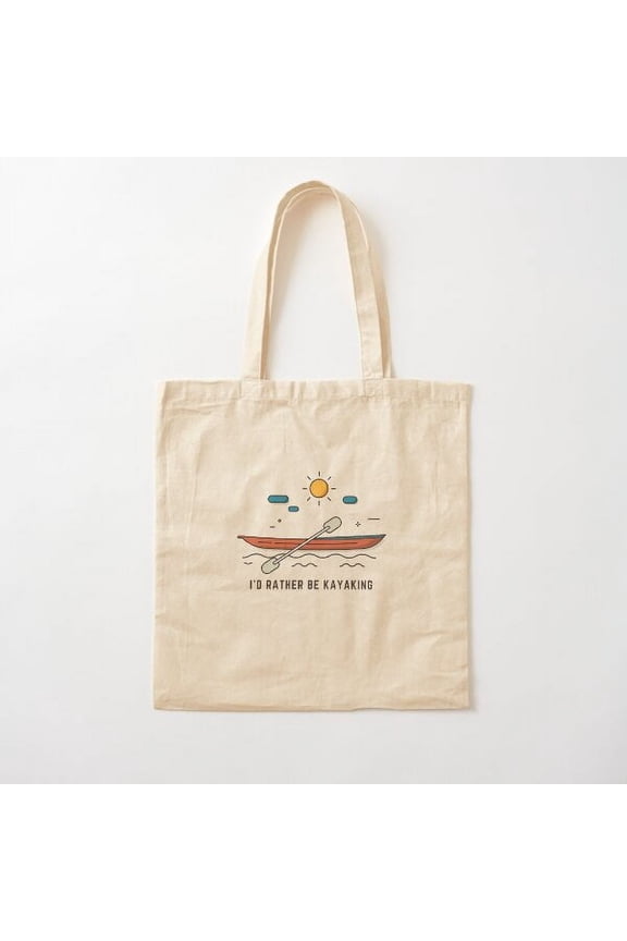 I'D Rather Be Kayaking Canvas Tote Bags, Reusable Shopping Bag