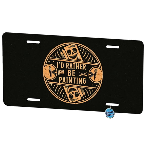 I D Rather Be Painting Metal Novelty License Plate