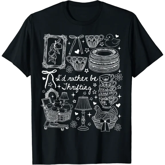 I'D Rather Be Thrifting Antique Cottagecore Grandma Core T-Shirt Size S-5XL