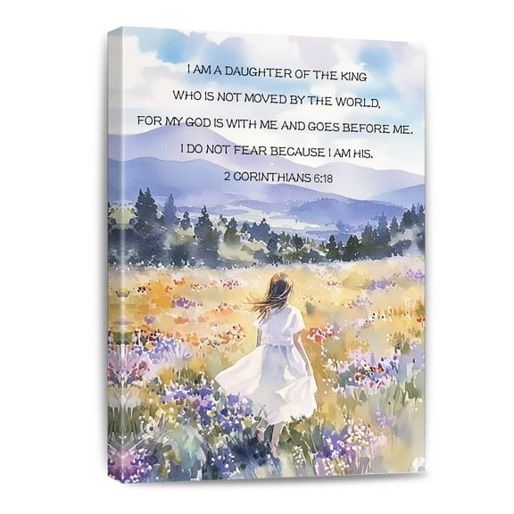 I Am The Daughter Of A King Canvas Wall Art Daughter Gift From Dad Mom Bible Verses Prints Christian Paintings Artwork Ready To Hang Home Girl Nursery Decor Framed