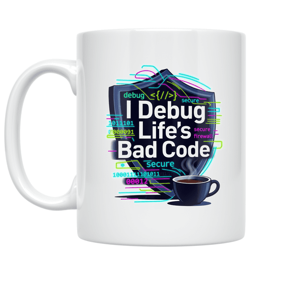 I Debug Life's Bad Code - Cybersecurity Defenders - 11 oz Ceramic Coffee Mug