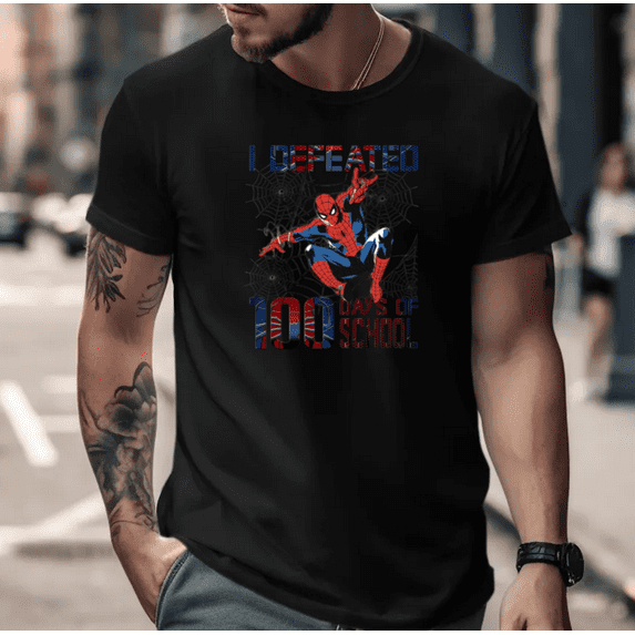 I Defeated 100 Days of School Fun Student Teacher Graphic Unisex T-Shirt, up to size 5XL