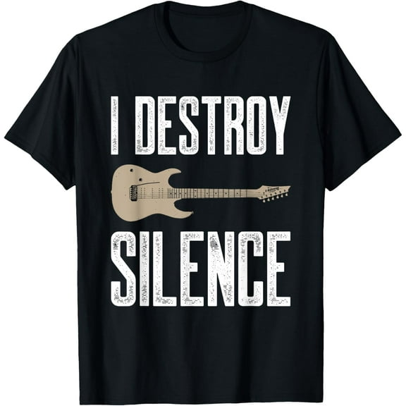 I Destroy Silence Electric Guitars Guitarist Guitar Player T-ShirtMen and women, White Black T-shirt, size: Extra large S-937XL